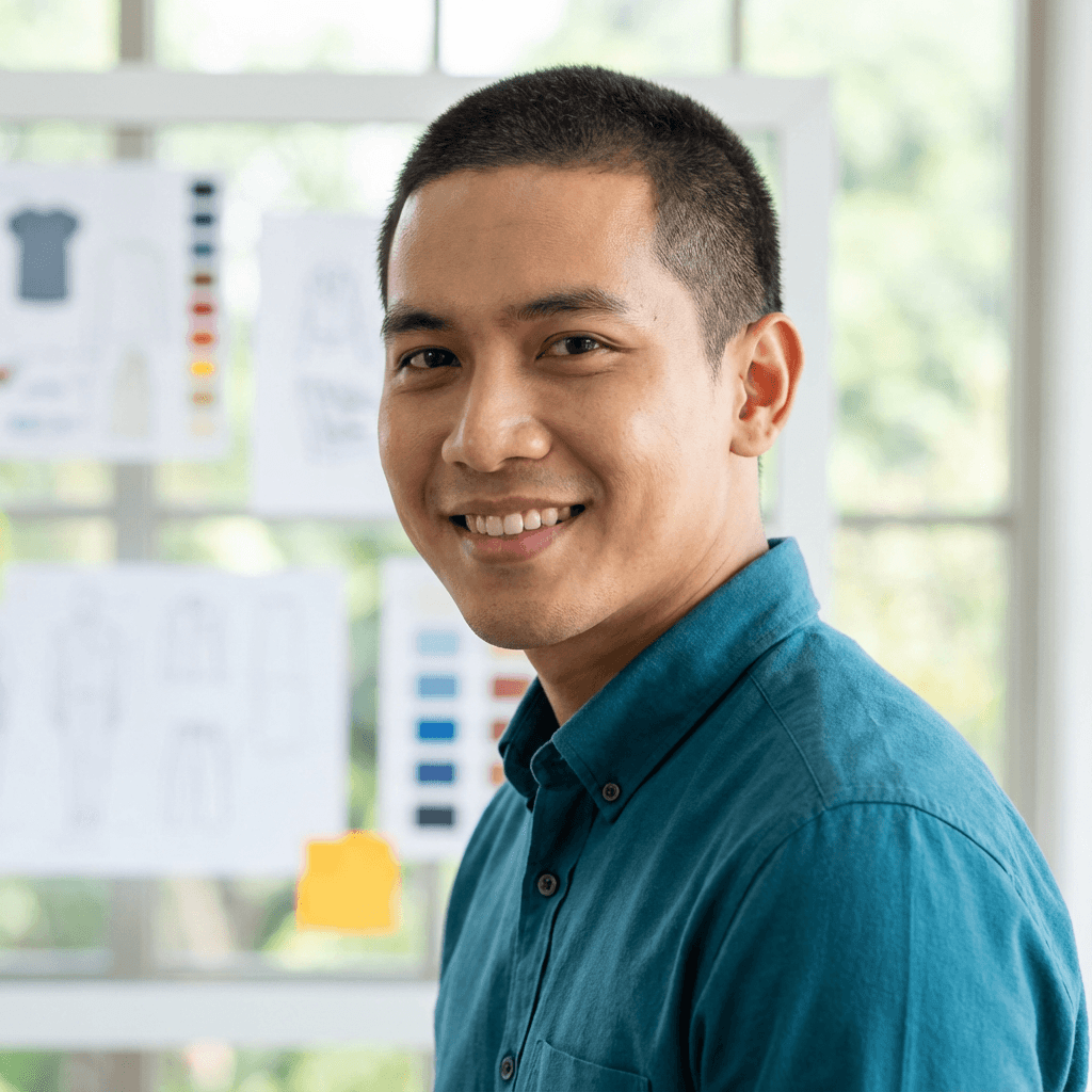 Male client in his mid 30s, Hispanic, friendly and motivated demeanor
