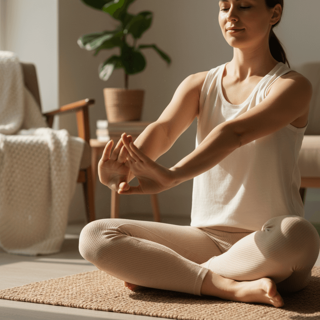 Personal trainer teaching mobility stretch