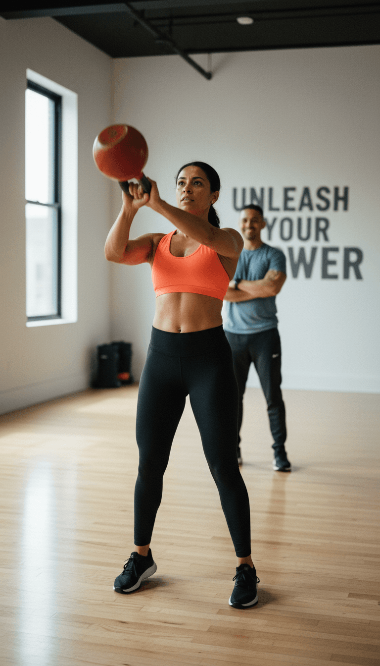 Trainer guiding fat loss workout
